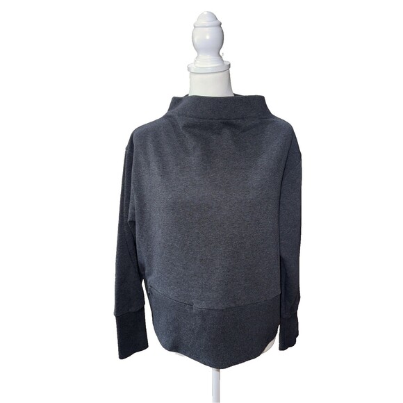 Nike Dri-Fit Cropped Sweatshirt Women's M Gray Funnel Neck Athleisure Pullover - Picture 3 of 15